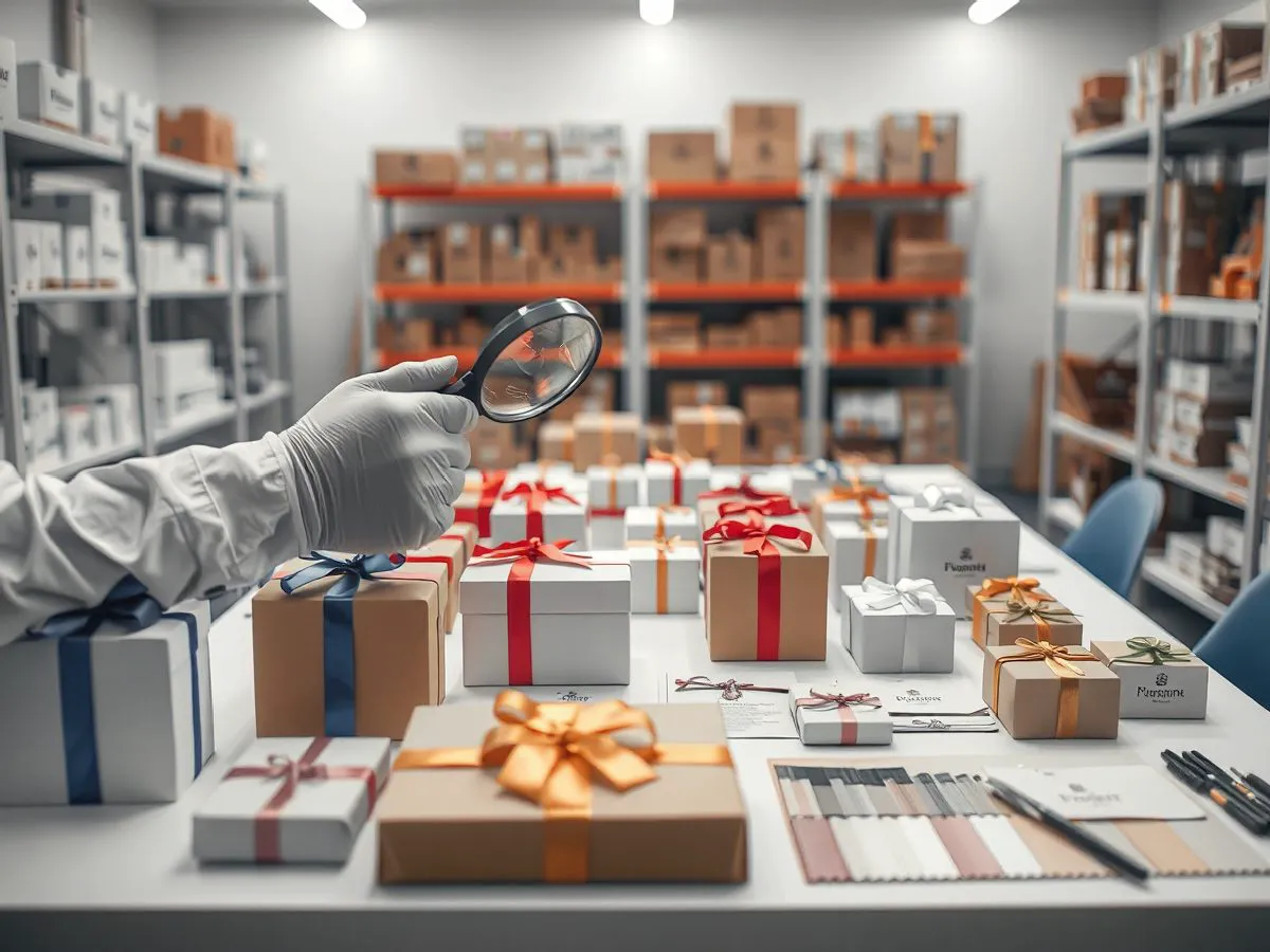 批量生产品控场景,质检员检查礼品样品
